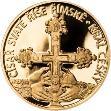 Náhled Reverznej strany - Sada zlatého dukátu a stříbrného odražku Karel IV. 700. výročí narození - proof